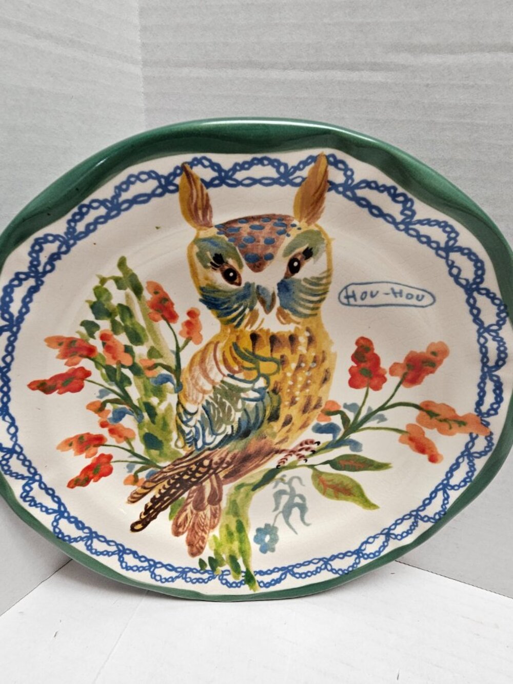 Anthropologie Nathalie Lete Dinner Plate Hou Hou Owl Animal 10" Art Pottery - Picture 4 of 9